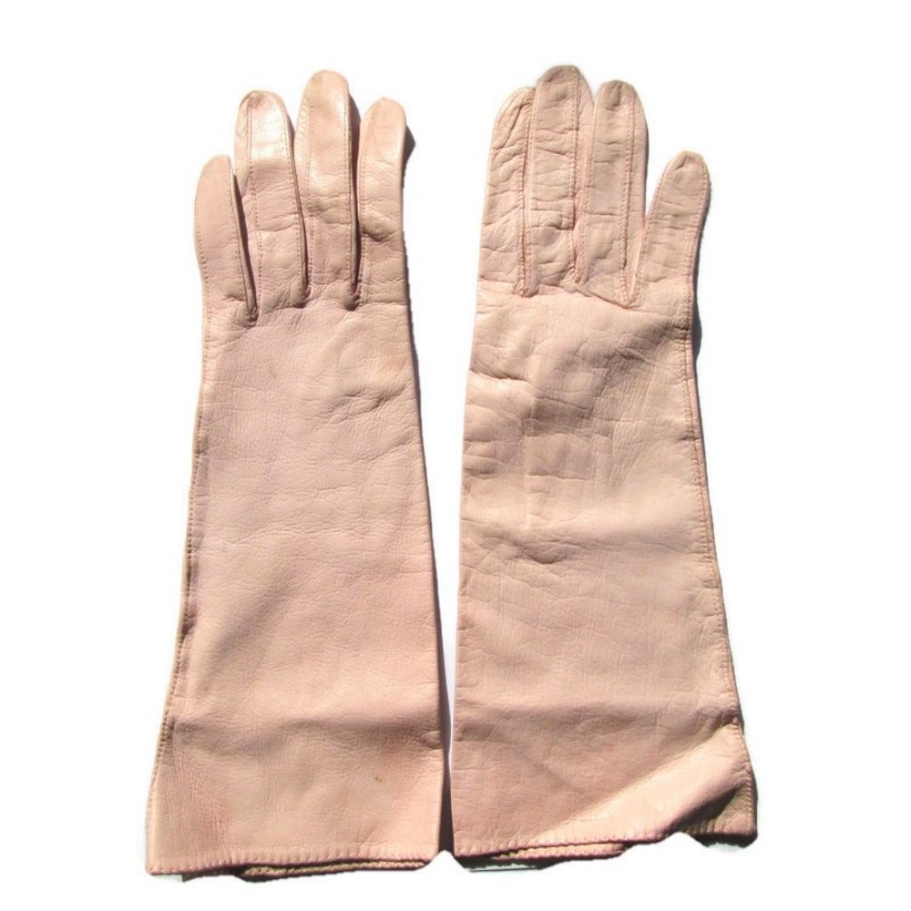 vintage pink leather opera gloves size 6.5
